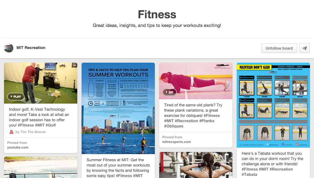 MIT Recreation Pinterest board