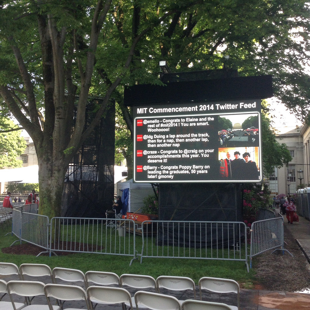 #MIT2014 posts on the jumbotron screen